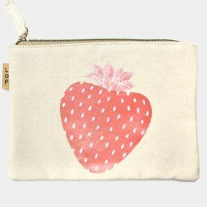 Strawberry Cotton Canvas Eco Pouch Bag